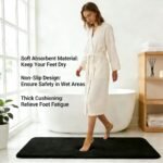 Chikase RUN HELIX Bathroom Rugs Set 2 Piece Memory Foam Bath Rugs Non-Slip Bath Mat,Washable Room Mats,Absorbent Shaggy Rug Super Soft Kitchen Mats, Batroom Carpets for Bathroom,Tub,Shower Home Decor（Black） - Image 5