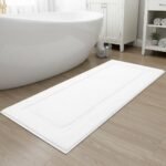 Chikase Large Soft Bathroom Rugs 24"x60" Bath Runners Non Slip Washable Absorbent Bath Mats Carpets Bathroom Tub Double Sink Vanity Floor Mats, White 2'x5'
