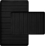 Chikase RUN HELIX Bathroom Rugs Set 2 Piece Memory Foam Bath Rugs Non-Slip Bath Mat,Washable Room Mats,Absorbent Shaggy Rug Super Soft Kitchen Mats, Batroom Carpets for Bathroom,Tub,Shower Home Decor（Black）