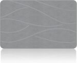 Chikase Stone Bath Mat Diatomaceous Earth Shower Mat Non-Slip Super Absorbent Diatomite Stone Bath Mats for Bathroom Floor Quick Drying Natural Easy to Clean(23.6''×15.4" Gray)