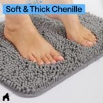 Chikase Bathroom Rug Sets, Soft Chenille 2 Piece Area Rugs Set, Toilet Base Mat and 30x20 Carpet, Absorbent Microfiber Washable Mats Dry Quickly, Home Décor and Bath Room Accessories, Grey - Image 5