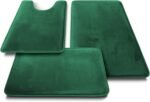 Chikase Clara Clark 3 Piece Bathroom Rugs Bath Mat Set, Velvet Memory Foam Bath Mats for Bathroom - Non-Slip, PVC Backing Bath Rugs, Washable - Dries Quickly, Green - Image 8