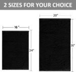 Chikase RUN HELIX Bathroom Rugs Set 2 Piece Thick Chenille Bath Mats, Soft Quick Dry Plush Absorbent Bath Rugs with Non-Slip PVC Backing, 32x20+24x16 Inch Black - Image 3