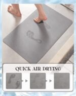 Chikase MontVoo -Bath Mat-Rubber Backing Non SlipThin Bathroom Rugs Fit Under Door- Quick Dry Absorbent Faux Suede Surface Grey Bathroom Floor Mats-Shower Rug for in Front of Bathtub Shower Gray 16x24 - Image 3