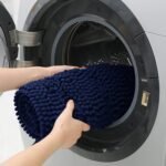 Chikase ACCUMTEK Striped Navy Blue Bathroom Rug Set 3 Pieces Ultra Soft, Non Slip Chenille Toilet Mat, Absorbent Plush Shaggy Bath Mats for Bathroom, Bedroom, Kitchen - Image 6