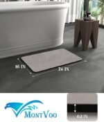 Chikase MontVoo -Bath Mat-Rubber Backing Non SlipThin Bathroom Rugs Fit Under Door- Quick Dry Absorbent Faux Suede Surface Grey Bathroom Floor Mats-Shower Rug for in Front of Bathtub Shower Gray 16x24 - Image 2
