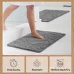 Chikase Bath Rug Mat, Thick Soft Absorbent Chenille, Quick Dry Microfiber Mats, Rubber Backing Washable Shower Floor Rugs, US Designed Bathroom Bathmat Home Decor Accessories, 24x17, Grey - Image 6