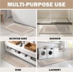 Chikase Non Slip Bath Mat, Rubber Backing Ultra Thin Bathroom Rugs Fit Under Door Quick Dry Super Absorbent Washable Bath Rug Shower Mat for Bathroom Floor Bathtub Shower Sink, Easy Care Beige 16"x 24" - Image 9