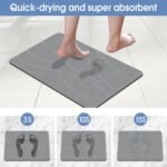 Chikase Stone Bath Mat Diatomaceous Earth Shower Mat Non-Slip Super Absorbent Diatomite Stone Bath Mats for Bathroom Floor Quick Drying Natural Easy to Clean(23.6''×15.4" Gray) - Image 4