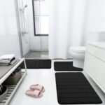 Chikase Buganda Memory Foam Bath Mat, 30" x 20", Ultra Soft and Non-Slip Bathroom Rugs, Water Absorbent and Machine Washable Bath Rug for Bathroom, Shower, and Tub, Black - Image 2