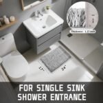 Chikase Yimobra Bathroom Rugs Non Slip Washable, Ultra Soft and Water Absorbent Bath Mats, Plush Fluffy Shower Mat Outside, Microfiber Thick Matts for Bathroom Floor/Sink, 24x17, Light Gray and White - Image 6