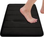 Chikase Bathroom Rugs Set Memory Foam Bath Rugs Non-Slip Bath Mat Set 3 Piece,Washable Bathroom Mats,Absorbent Shaggy Rugs Super Soft U-Shaped Toilet Rug,Bahroom Carpets for Bathroom,Tub,Shower（Black） - Image 4