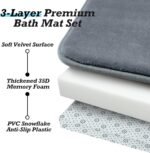 Chikase HUXMEYSON Bathroom Rugs Sets 3 Piece, Non-Slip & Quick Dry Bath Mat Set, Ultra Soft Velvet Bath Rugs for Bathroom, Toilet and Shower Floor, Grey - Image 8