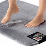 Chikase Memory Foam Bath Rugs, Soft Absorbent Velvet Bathroom Mats, Durable Dots on Underside, Machine Washable Bathmat, Carpet Rug Room Decor for Shower Floor, 24x17 Mat, Graphite Gray