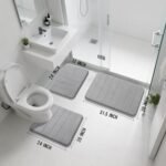 Chikase Yimobra Memory Foam Bath Mat Set 3 Pieces- Super Soft Absorbent Quick Dry Bathroom Rug Sets, Machine Washable Non Slip Floor Carpet for Tub Shower, Vanity & Toilet Base, Gray - Image 2