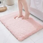 Chikase Pink Bathroom Rugs 24" × 17" Non Slip & Super Absorbent Extra Thick Soft, Washable Bath Mat for Floor, Non Shedding Microfiber Plush Holiday Bath Rug with Rubber for Shower Sink