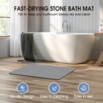 Chikase Stone Bath Mat Diatomaceous Earth Shower Mat Non-Slip Super Absorbent Diatomite Stone Bath Mats for Bathroom Floor Quick Drying Natural Easy to Clean(23.6''×15.4" Gray) - Image 3