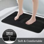 Chikase HUXMEYSON Bathroom Rugs Sets 3 Piece, Ultra Soft Velvet Memory Foam Bath Rugs, Non-Slip & PVC Backing Bathroom Mat Set, Washable Quick Dry Bath Rug - Black - Image 3