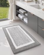Chikase Color&Geometry Simple and Stylish Large Bath Mats for Bathroom Non Slip, 24"x36" Gray Bathroom Rugs, Absorbent, Soft, Washable, Microfiber Bath Rug Shower Mat - Image 3