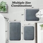 Chikase HUXMEYSON Bathroom Rugs Sets 3 Piece, Non-Slip & Quick Dry Bath Mat Set, Ultra Soft Velvet Bath Rugs for Bathroom, Toilet and Shower Floor, Grey - Image 2