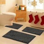 Chikase Bathroom Rugs Set Non Slip 3 Piece Bath Mat Washable Chenille Bath Rugs with PVC Backing Bath Carpet,Absorbent Bathroom Mats with Toilet Rug,Bath Mats for Bathroom,Bedroom, Kitchen,Tub,Home Decor - Image 2