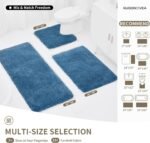 Chikase Bathroom Rugs Non Slip Washable, Ultra Thick Soft Microfiber Absorbent Bath Mats, High Density Foam Latex Non Slip Backing Bath Rugs, Fluffy Floor Carpet for Tub&Shower 24x17, Blue - Image 2