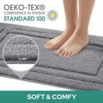 Chikase Bathroom Rugs Sets 3 Piece, Super Soft and Absorbent Non Slip Microfiber Toilet Bath Mat with U-Shaped (Grey) - Image 4