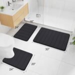 Chikase Buganda Memory Foam Bath Mat, 30" x 20", Ultra Soft and Non-Slip Bathroom Rugs, Water Absorbent and Machine Washable Bath Rug for Bathroom, Shower, and Tub, Black - Image 3