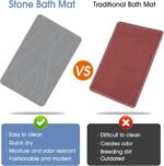 Chikase Stone Bath Mat Diatomaceous Earth Shower Mat Non-Slip Super Absorbent Diatomite Stone Bath Mats for Bathroom Floor Quick Drying Natural Easy to Clean(23.6''×15.4" Gray) - Image 6