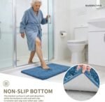 Chikase Bathroom Rugs Non Slip Washable, Ultra Thick Soft Microfiber Absorbent Bath Mats, High Density Foam Latex Non Slip Backing Bath Rugs, Fluffy Floor Carpet for Tub&Shower 24x17, Blue - Image 5