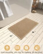 Chikase Upgraded Waffle Bath Mat, Super Absorbent Non Slip Bath Mats for Bathroom Floor, Machine Washable Bathroom Rugs with Tassels, Rubber Backed Bathroom Mats, Ultra Soft, 17" x 24", Brown - Image 2