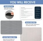 Chikase Stone Bath Mat Diatomaceous Earth Shower Mat Non-Slip Super Absorbent Diatomite Stone Bath Mats for Bathroom Floor Quick Drying Natural Easy to Clean(23.6''×15.4" Gray) - Image 7