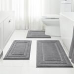 Chikase Bathroom Rugs Sets 3 Piece, Super Soft and Absorbent Non Slip Microfiber Toilet Bath Mat with U-Shaped (Grey)