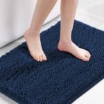 Chikase H.VERSAILTEX Navy Blue Bath Rug, Bath Mat Non Slip Bath Mats for Bathroom Floor, Bathroom Rug Extra Thick Chenille Rug 17" x 24" Absorbent Soft Shaggy Washable Dry Fast Plush Rugs for Bathtubs