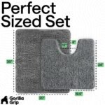 Chikase Bathroom Rug Sets, Soft Chenille 2 Piece Area Rugs Set, Toilet Base Mat and 30x20 Carpet, Absorbent Microfiber Washable Mats Dry Quickly, Home Décor and Bath Room Accessories, Grey - Image 2