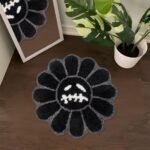 Chikase Trippy Happy Face Rug Cool Rugs Tufted Quick Dry Bath Mats for Bathroom Non Slip Bath Mat Water Absorbent 2FT Black Bathroom Rugs Halloween Gothic Ghost Skull Horror Decor Carpet