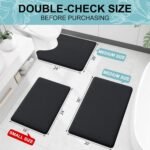 Chikase Smiry Memory Foam Bath Mat 30x20, Extra Soft and Absorbent Bathroom Mats, Non Slip Washable Carpet for Floor, Shower and Tub, Black - Image 3