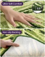 Chikase Leaf Bathroom Rugs Monstera, 23.5x31.5 Soft Fluffy Cute Bath Mat with Non Slip Backing, Washable Absorbent Bath Rug Quick Dry for Shower Floor, Toilet, Bedroom, Kids Room, Green - Image 7