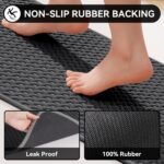 Chikase Bathroom Rugs Non Slip, Super Absorbent Quick Dry Bath Mats for Bathroom, Foam Weave Texture Thin Bath Rugs Washable with Rubber Backing Fit Under Door Outside Shower,16" x 24“ - Image 2