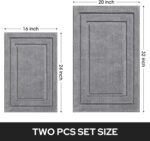 Chikase Bathroom Rugs Sets 2 Piece, Super Soft and Absorbent Non Slip Microfiber Machine Washable Bath Mat Set (20" x 32" + 16" x 24", Grey) - Image 2