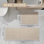 Chikase Beige Bathroom Rug Sets 2 Piece, Absorbent Bath Mat for Bathroom Non Slip Washable, Bath Room Mat Quick Dry, Thin Bath Rug Set for Toilet and Floor(17"x24"+17"x47") - Image 2