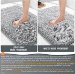 Chikase Yimobra Bathroom Rugs Non Slip Washable, Ultra Soft and Water Absorbent Bath Mats, Plush Fluffy Shower Mat Outside, Microfiber Thick Matts for Bathroom Floor/Sink, 24x17, Light Gray and White - Image 9