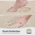 Chikase PURRUGS Bathroom Rug Non-Slip Machine Washable 20" x 30", Super Absorbent and Quick Dry Shaggy Microfiber Bath Mat, Extra Soft and Plush Bath Rug for Bathtub, Shower, and Sink, Beige - Image 3