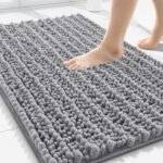 Chikase Smiry Bathroom Rugs Mat 30x20, Extra Soft Absorbent Chenille Bath Rugs, Non Slip Rubber Backing Machine Washable Quick Dry Bath Mats for Bathroom Floor, Tub, Shower, Home Decor Accessories, Grey