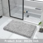 Chikase Yimobra Bathroom Rugs Non Slip Washable 36x24, Ultra Soft and Water Absorbent Bath Mats, Plush Fluffy Shower Mat Outside, Luxury Microfiber Thick Matts for Bathroom Floor/Tub, Light Gray and White - Image 6