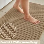 Chikase Waffle Bath Mat, Boho Bathroom Rugs Non Slip Washable Super Absorbent Quick Dry Farmhouse Bathroom Decor, 30"x20" Khaki - Image 3