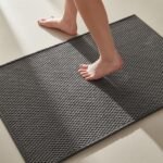 Chikase Bathroom Rugs Non Slip Washable, Super Absorbent Thin Bath Mat Small Quick Dry Low Pile Bathroom Rug, Dark Grey 16"x24"