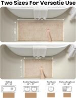 Chikase Waffle Bath Mat Set, Non Slip Bathroom Rugs Sets 2 Piece, Ultra Absorbent Long Bath Rug Runner for Bathroom Boho Chic Decor, Machine Washable Floor Mats, Brown & White, 20"×47" Plus 18"×30" - Image 4