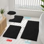 Chikase Smiry Luxury Chenille Bathroom Rugs 30x20, Extra Soft and Absorbent Shaggy Bath Mat, Machine Washable, Non-Slip Plush Carpet Runner for Tub, Shower, and Floor, Home Decor Accessories, Black - Image 2