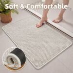 Chikase PADOOR-Bath Mat-Super Absorbent Chenille Bathroom Mats-Rubber Backed Bath Mats for Bathroom Non Slip, Easy Clean Bathroom Rugs Front of Bathtub,Shower Room,Sink-17×28, Beige&Cream - Image 6